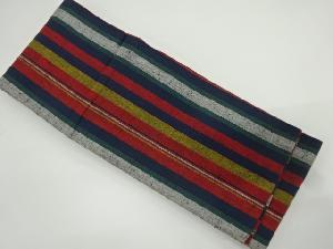 アンティーク　綿紬縞模様織り出し半幅帯（着用可）